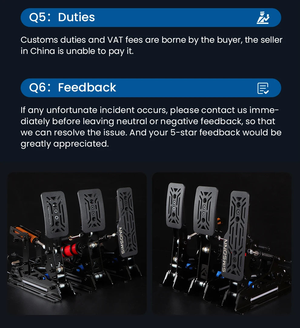 SIMSONN PRO X Ultra Sim Racing Pedals Pressure Sensor Pedal Support/VAM VAM RPO Vibration Motor PC Racing Simulator Pedals