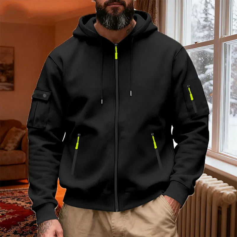 Men's Lightweight Insulated Winter Jacket With Hood Casual Windproof/Zipper Collar Jacket, Golf Windproof Hooded Jacket