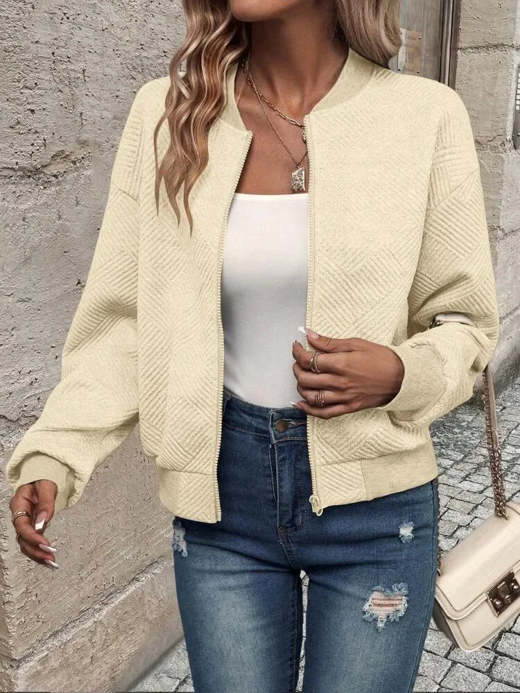 Autumn and Winter New Solid Color Zipper Jacket/with Collar Casual Coat for Women