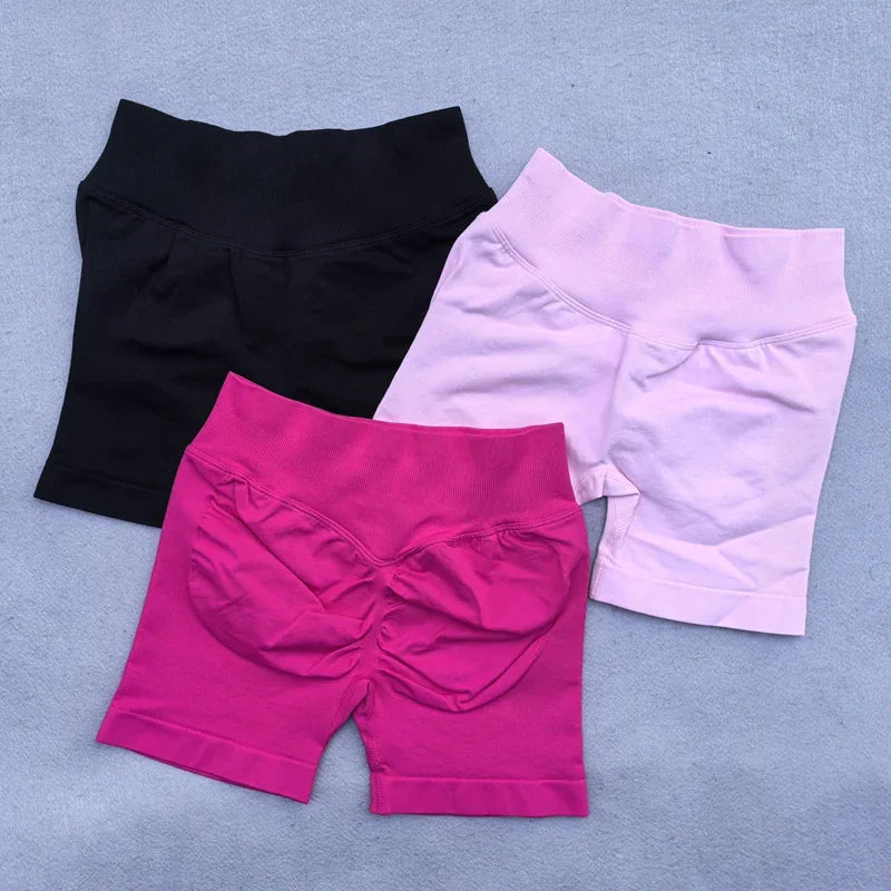 Seamless Shorts 4.5" Ribbed Yoga Shorts Women Flex Gym Shorts/Booty Running Short Butt Lifting Workout Pants
