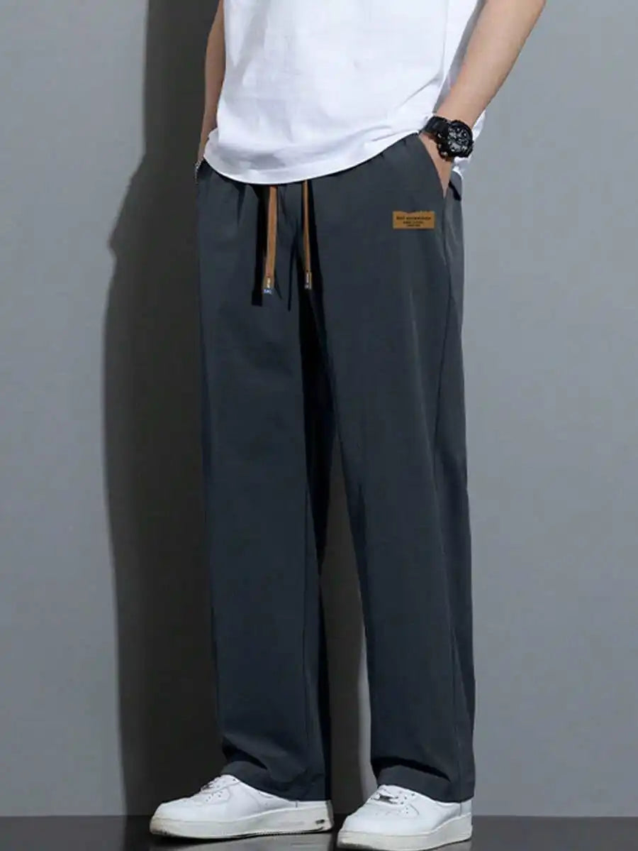 Men's Relaxed Fit Drawstring Waist Slant/Pockets Solid Color Casual Pants