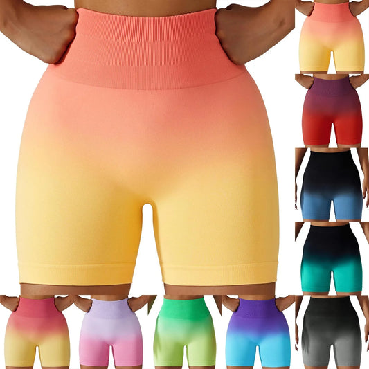 Women Sports Casual High Wasted Shorts Leggings/Color Fitness Workout Yoga Shorts Seamless Wrapped Hip Shorts