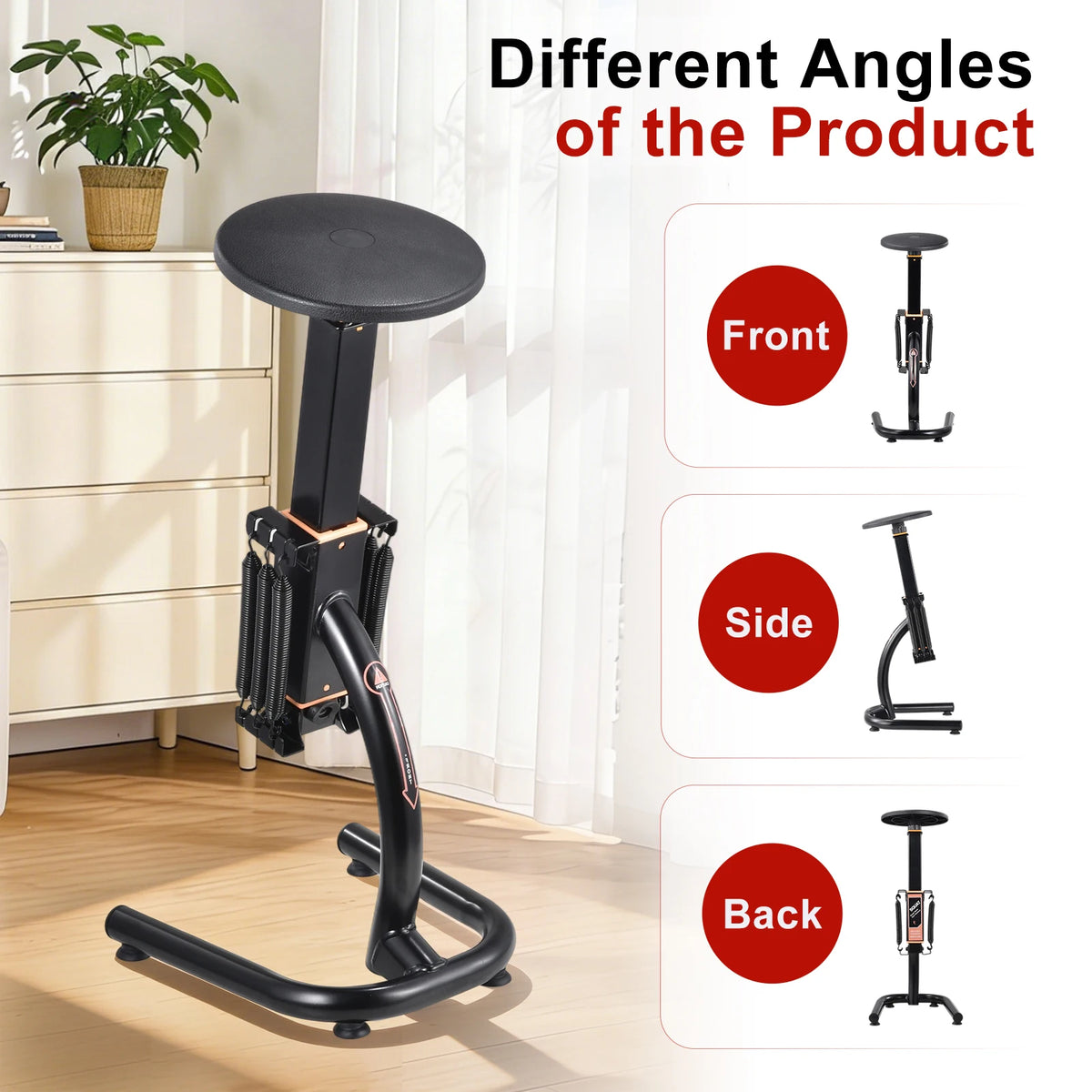 Squat Machine for Home Gym Adjustable Glute Leg Core Strengthener/Assisted Squat Trainer with Variable Resistance Intensity