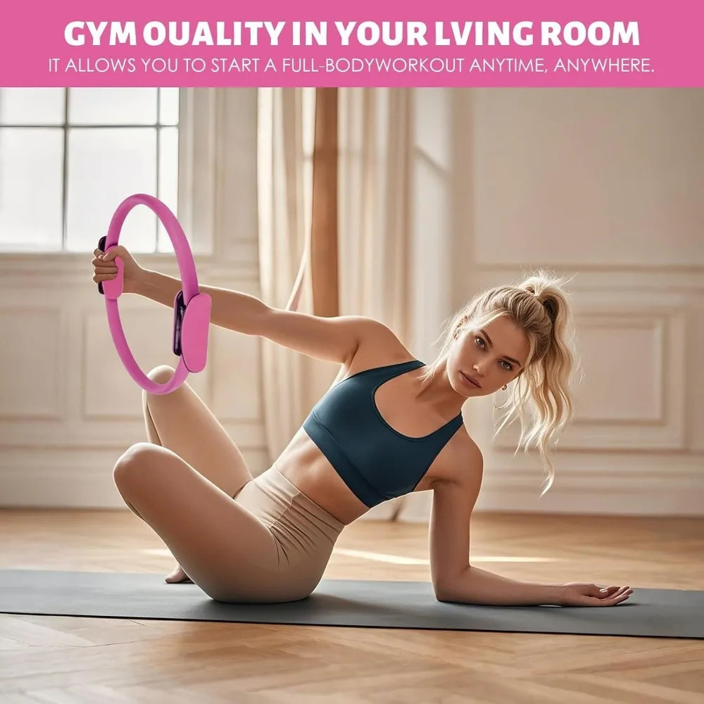 Pilates Set – Home Pilates Equipment for Women Kit with Magic Circle/Pilates Ring and Ball Set, Resistance Bands & Massage Balls