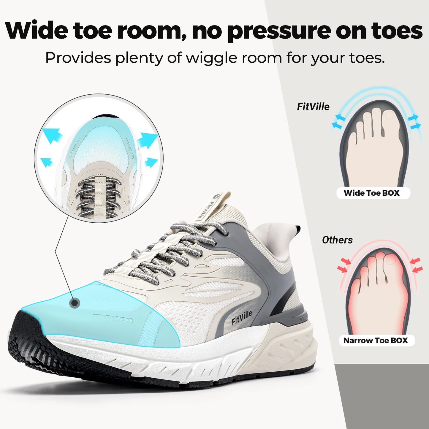 FitVille Comfortable Extra Wide Walking Shoes for Men/Lightweight Men[s Walking Shoes Wide Width Non Slip Cushioned