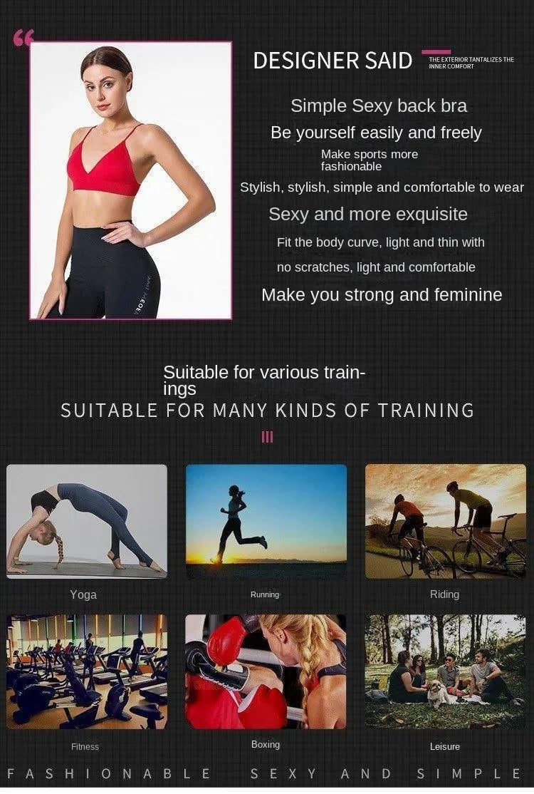 Women V Neck Seamless Triangle Cup Bra Camisole Breathable Gather Up/Chest Wrapped Underwear for Sports Fitness Yoga Casual
