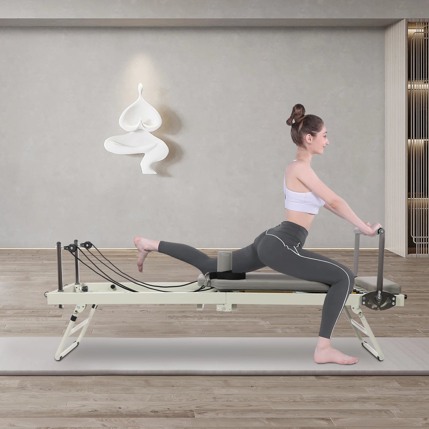 120kg/264.55lbs Foldable Pilates Reformer Machine/Multifunctional Yoga Fitness Equipment, Pilates Exercise Equipment