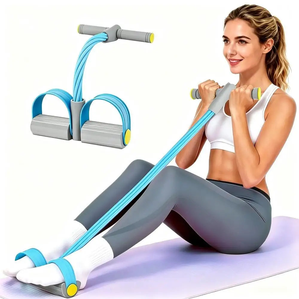 Home Workout Foot Pedal Resistance Bands with Handle/Tube Natural Rubber Tension Rope Multifunction Yoga Pilates