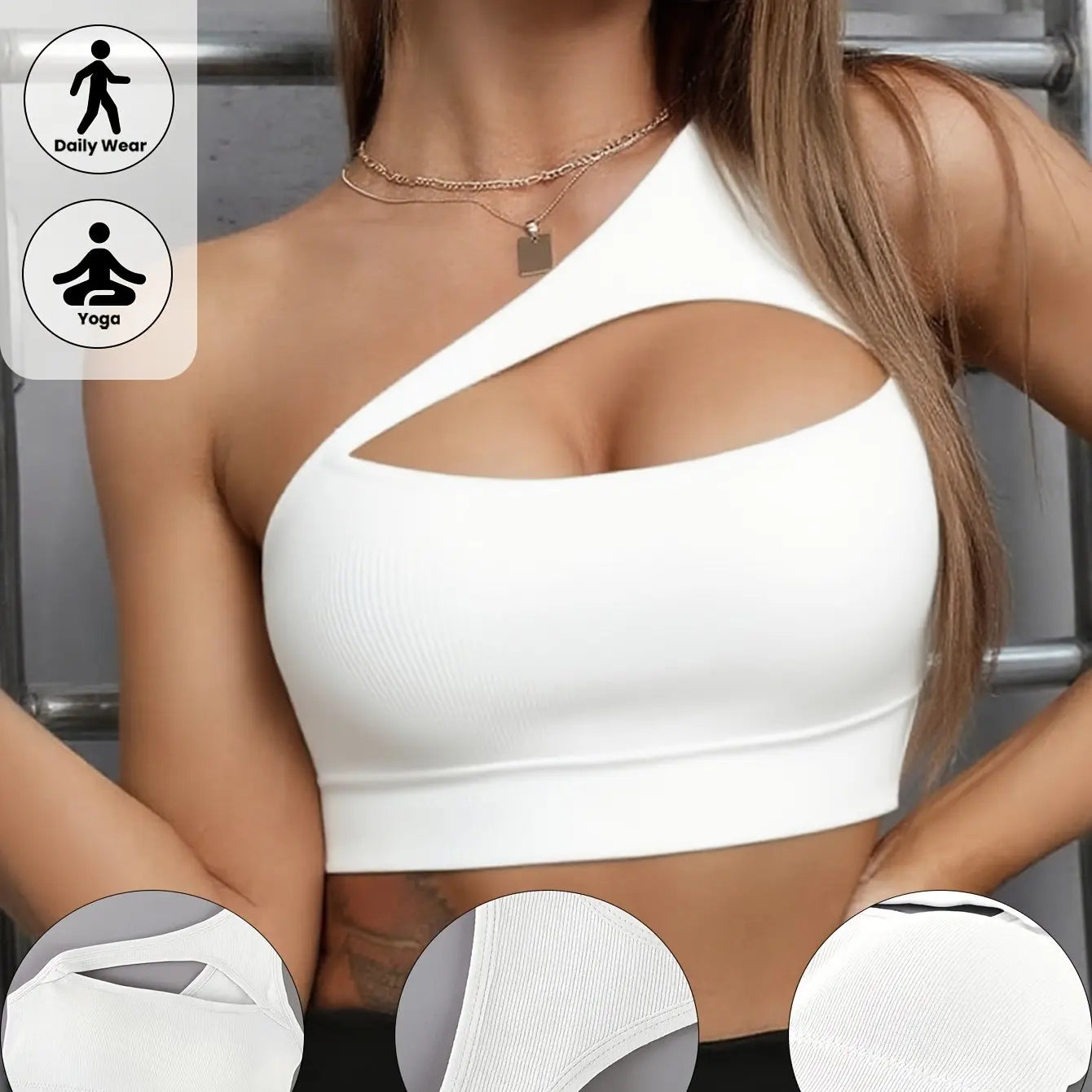 A Seamless Yoga Sports Bra with an Asymmetrical Shoulder Strap/This Sexy Lingerie for Women Can Be Worn As a Unique Tank Top