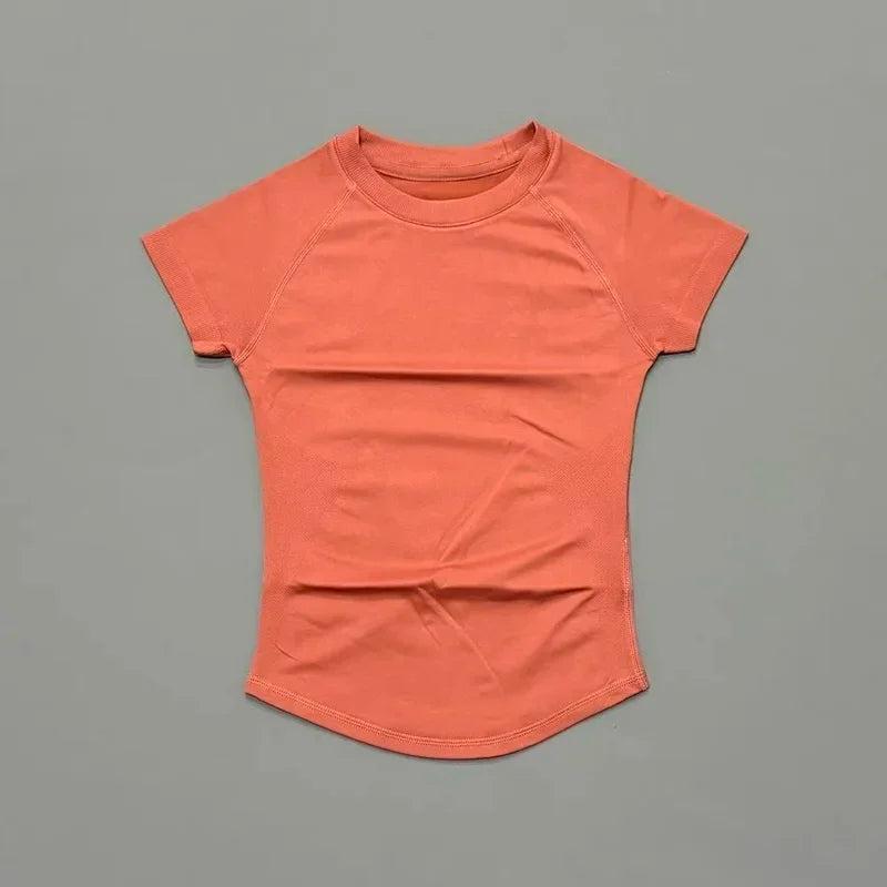 Women Sports T-Shirt Round Neck Short Sleeve Breathable Stretchy Tops/Gym Fitness Yoga Running Workout Casual Athletic Shirts
