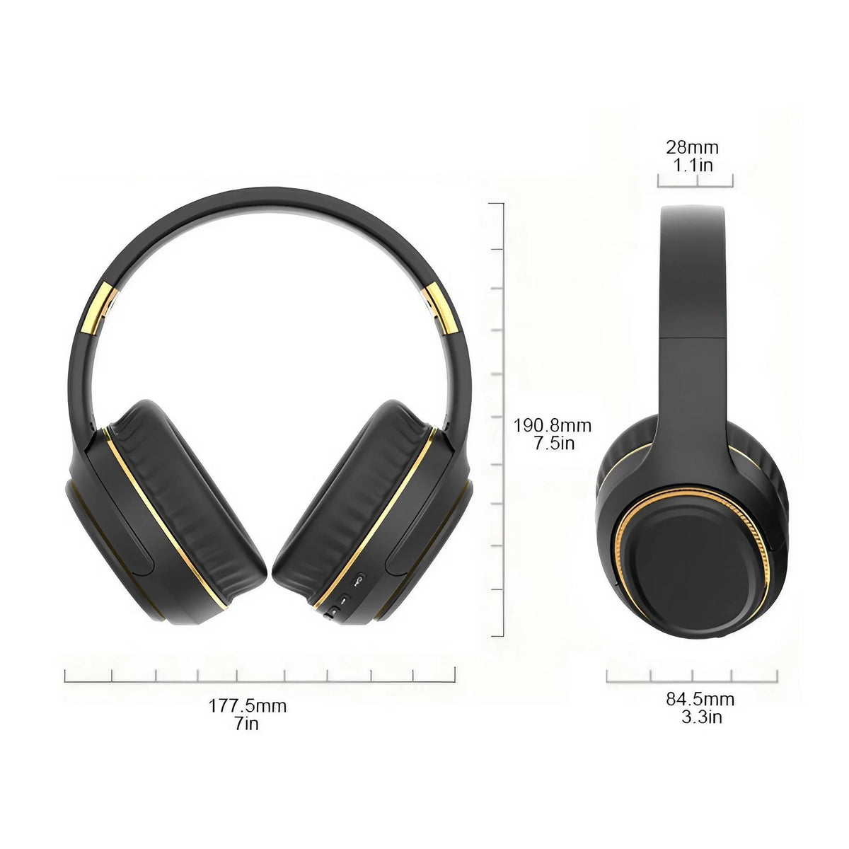 Over-Ear Bluetooth Headphones Wireless Sport Headset with Wired Option/LED Breathing Light, Foldable Choice for Men, Women and Students