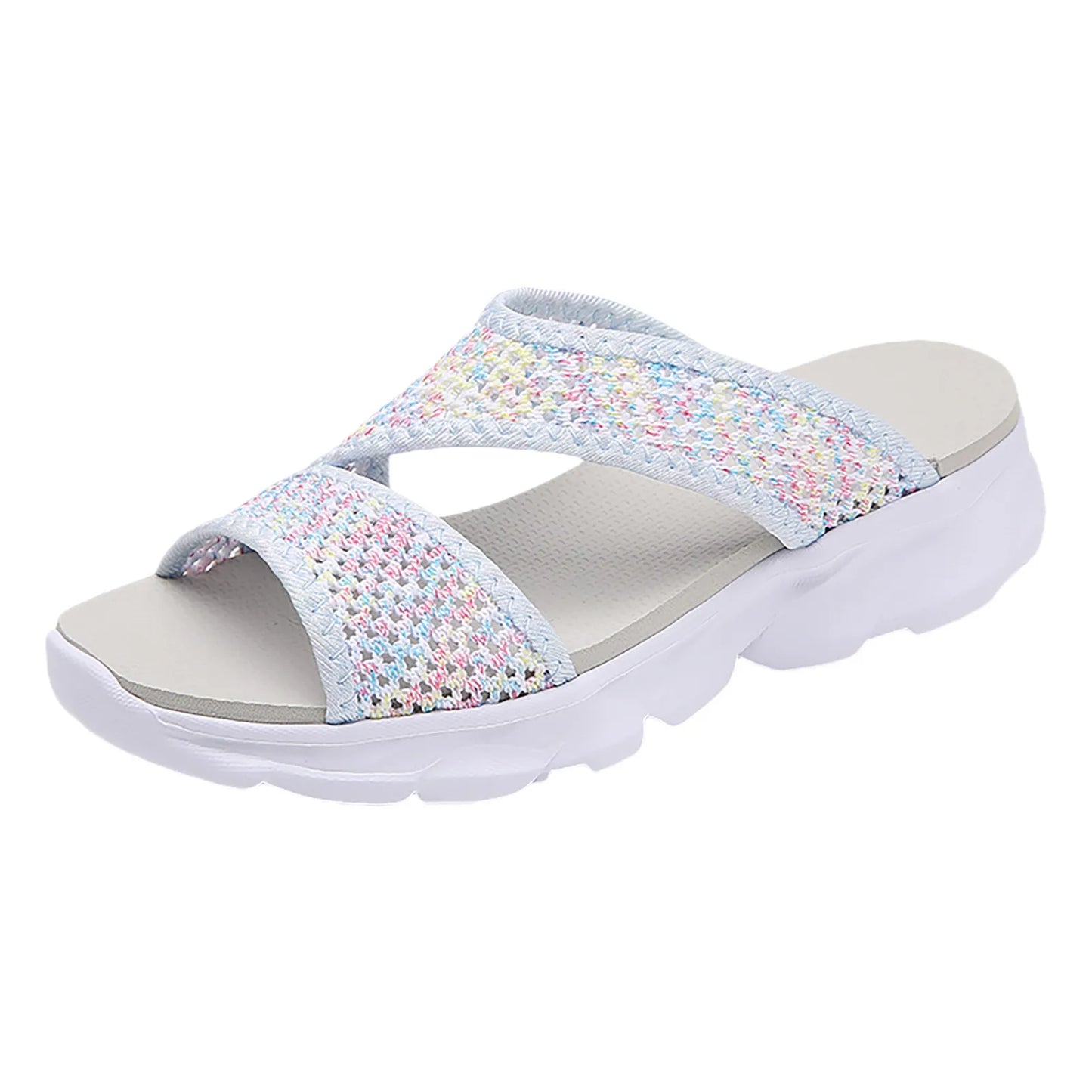 Women Slippers Summer Mesh Beach Slip On Sport Hollow/Casual Open Toe Flat Soft Bottom Sandals For Women