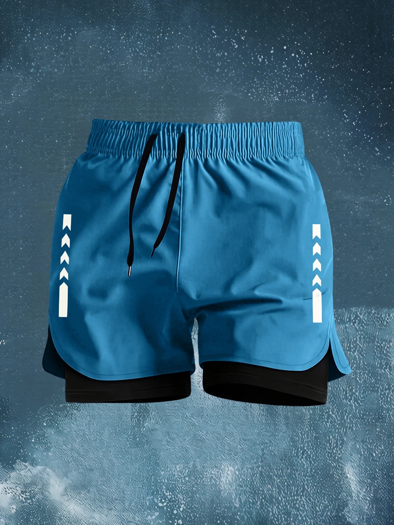 3Pcs Men 2 in 1 Running Shorts Quick Dry Athletic Workout Shorts/With Liner Drawstring Training Gym Sports Shorts