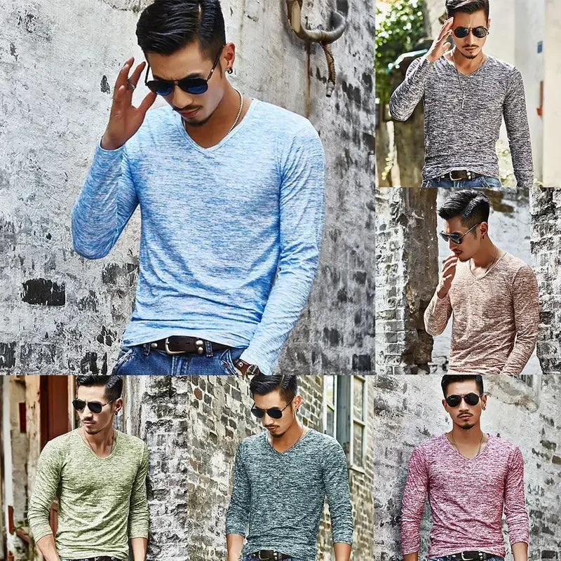 Summer Men's Fashion T shirt Oversized/Casual Long Sleeve Tops Slim Tees Shirt for Men