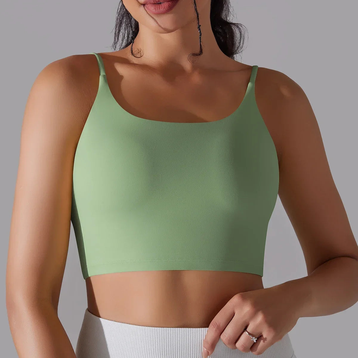 Solid Color Yoga Sports Bra Women Fixed Padded/Slim Gym Fitness Workout Undershirt Top