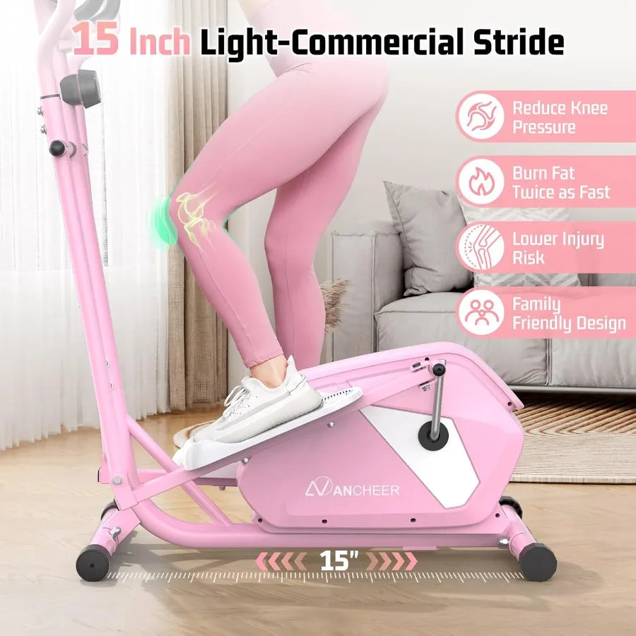 Elliptical Exercise Machine for Home with Ultra-Smooth Magnetic Drive/14 Levels Resistance Cardio Machine with LCD Monitor