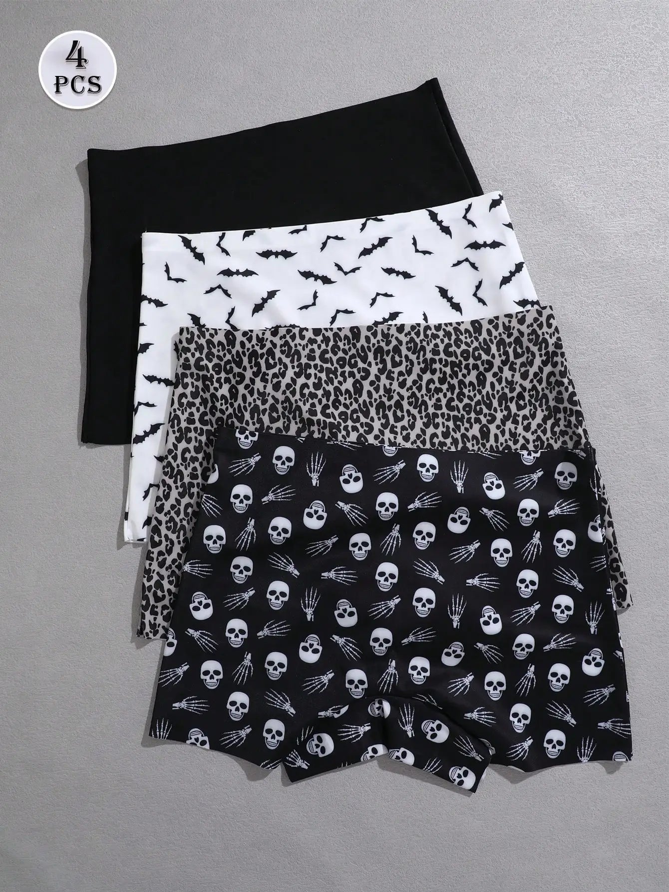 4pcs Solid Color High Waist Comfortable/Women Shorts Gothic Style