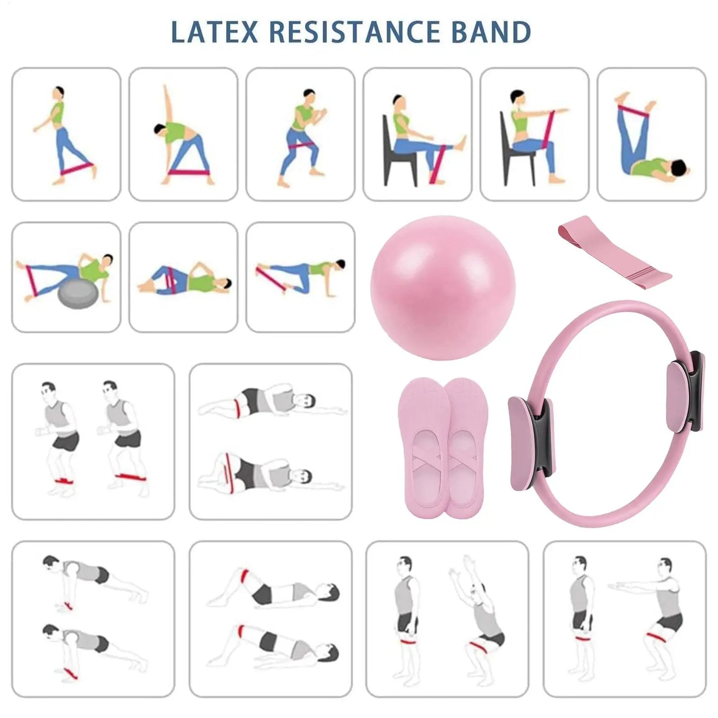 NEW Pilates Ball And Ring Set Pilates Fitness Ring Resistance Band/Exercise Workout Fitness Equipment For Pregnancy