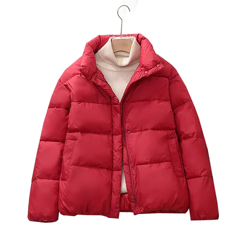 Solid Color Winter Coat Casual Women Parkas Casual/Stand Collar Female Outerwear Fashion Women Coats