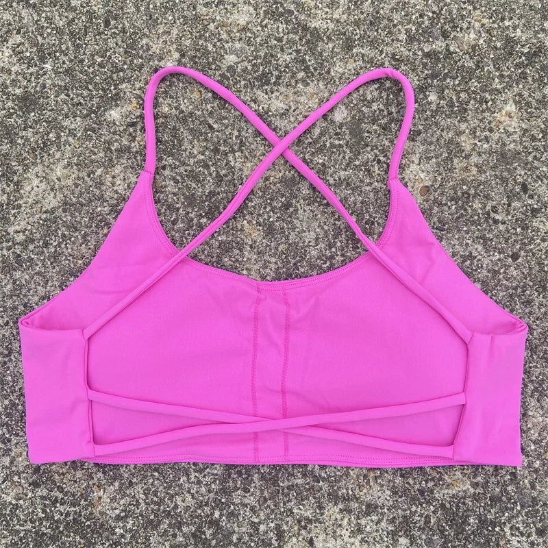 Women Sports Bra Sexy Cross Straps Back Fitness Bralette High Impact/Gym Yoga Workout Crop Top Vest Push Up Running Underwear