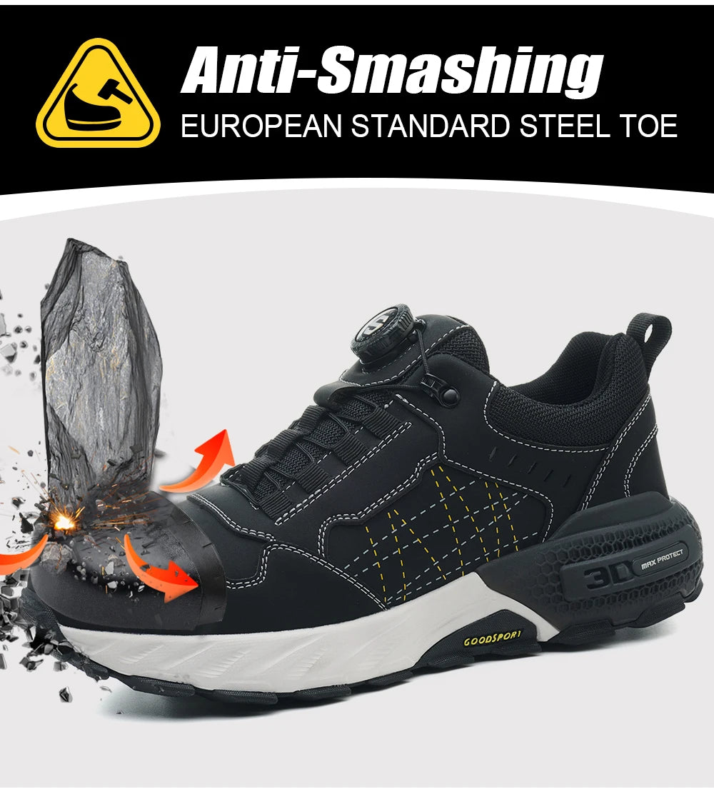 NEW Work Safety Shoes for Men Steel Toe Cap 4.0 KEVLAR Rotating Button/Work Sneakers Anti-smash Puncture-Proof Shoes Work Boots