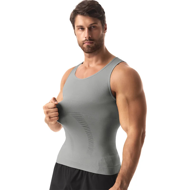 Men Compression Vest Sleeveless Shapewear Slimming Body Shaper/Shirt Gym Workout Corset Tummy Control Tank Top Abs Abdomen
