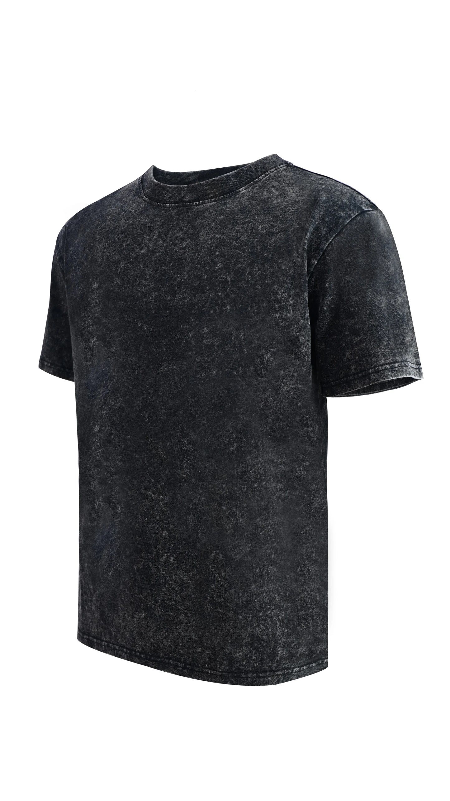 Men's 220g cotton washed T-shirt Retro heavyweight short sleeved/casual shirt solid color round neck short sleeved shirt