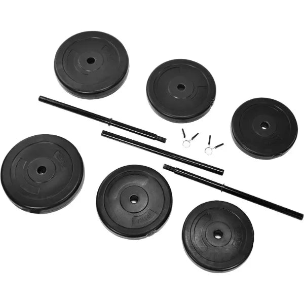 Signature Fitness 100-Pound Weight Set for Home Gym/with Six Plates and Optional 1x 5FT Standard Barbell with Locks