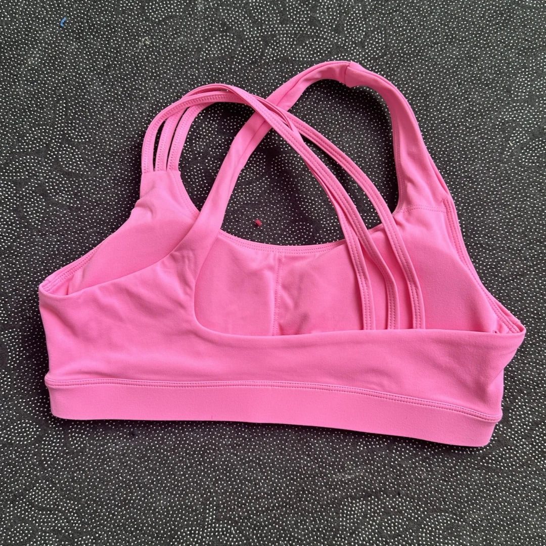Solid Color Butter Cross Gym Yoga Underwear Women Cross Back/Shoulder Straps Fitness Sport Bra High Impact Push Up Top With Pad