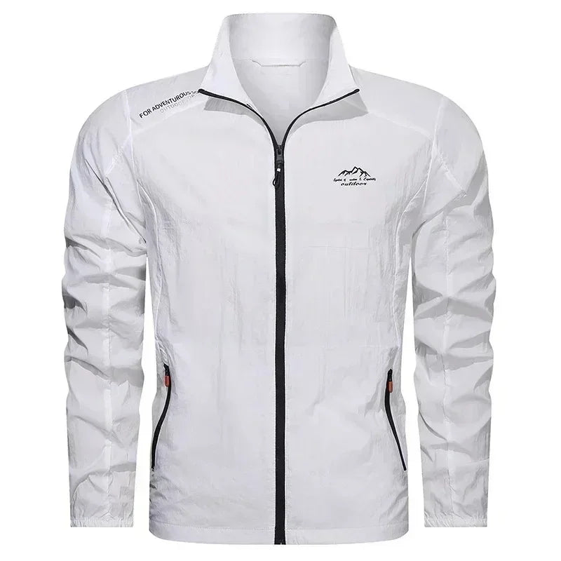UPF100+ Men Summer Windbreaker Zip Pockets Uv Sun Protection Jackets/Breathable Ultra-light Clothes Outdoor Skin Thin Coats
