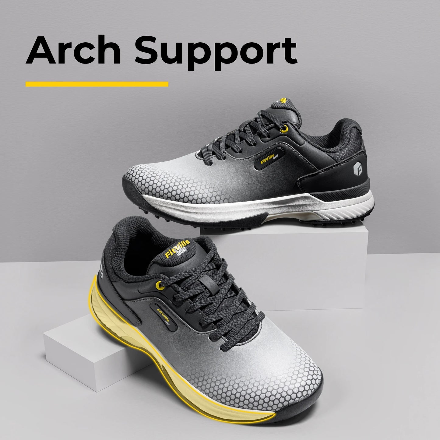 FitVille Wide Men's Golf Shoes Non-Slip Wear-Resistant Comfortable/Pickleball Sports Shoes Suitable for Swollen Feet