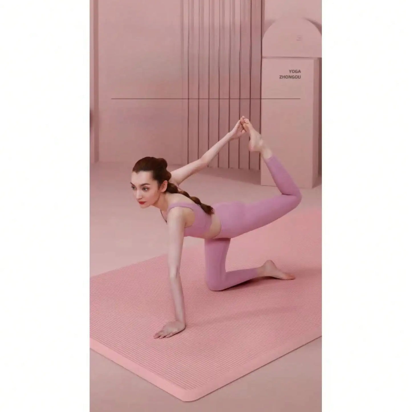 Pink Yoga Mat Set 185*61CM Non Slip Thickened Fitness Mat/For Yoga Pilates Home Sports Workout Exercise Mat