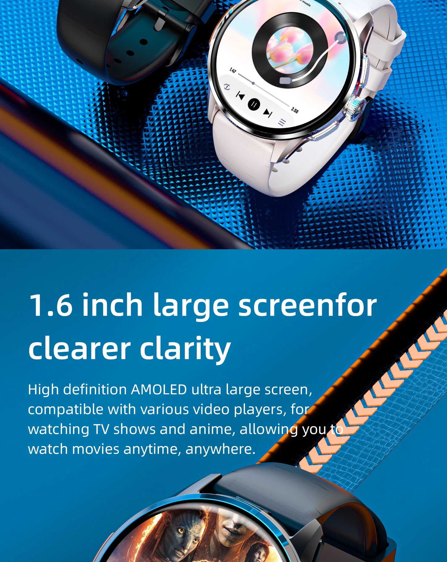 LOKMAT APPLLP 3 Android Smart Watch Amoled Round Screen/Retaining Camera Wifi 4G Watch Phone App Download with Quick Charging