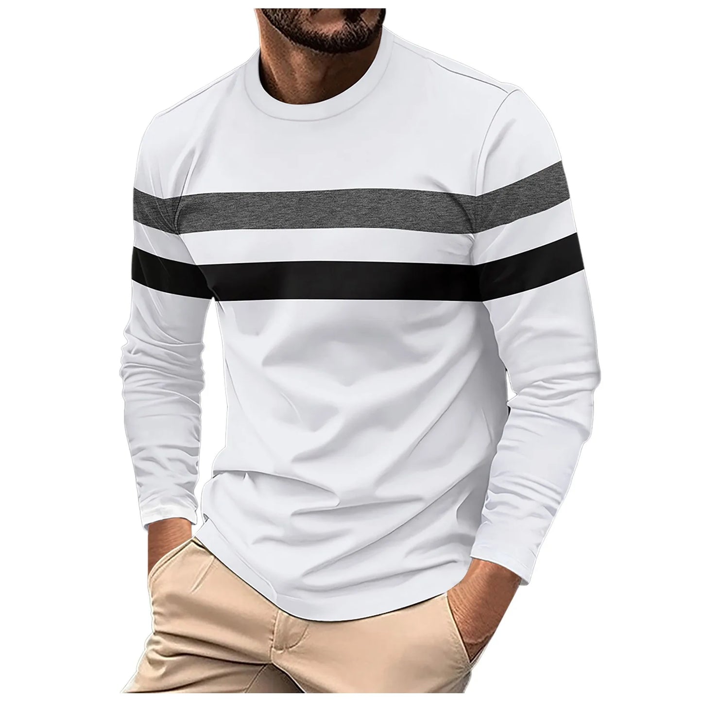 Lightweight Long Sleeve T Shirt For Men Fashion Casual Comfortable Tops/Color Matching Men's Sweatshirt Autumn New Pullover