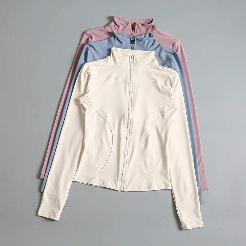Women Zip Fitness Yoga Shirt Long Sleeve Sports Jacket Gym Top/Activewear Running Coats Workout Clothes Woman