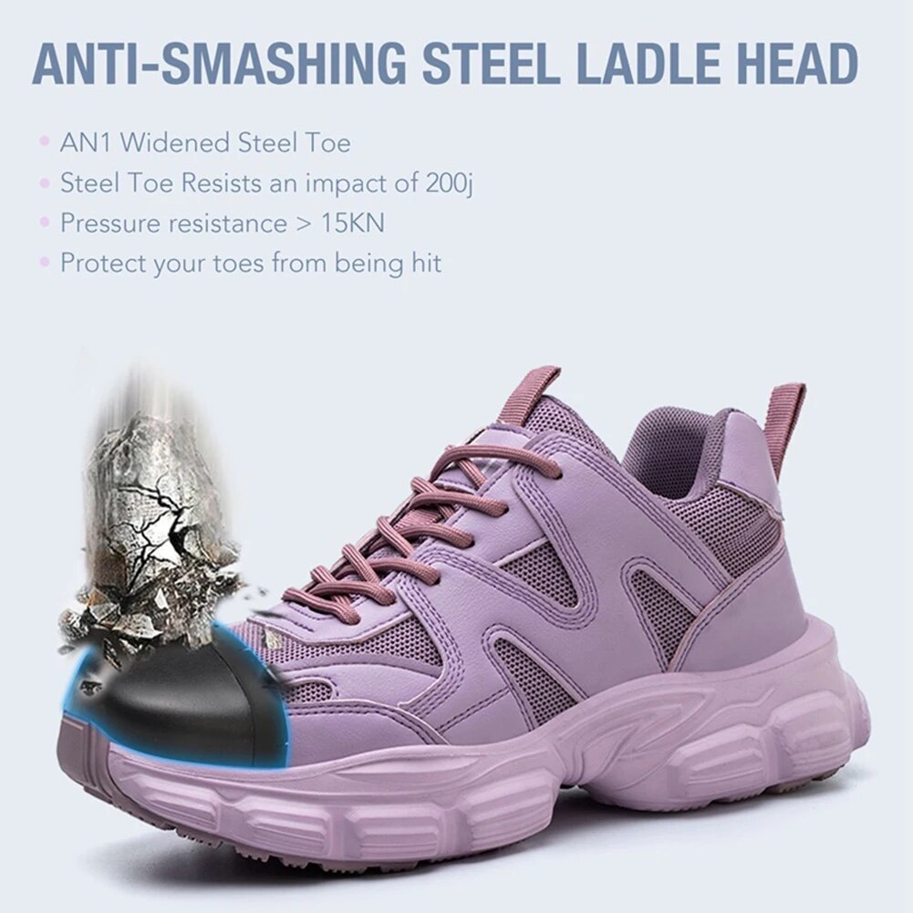 Women Industrial Protective Shoes Non-Slip/Puncture Proof Cushion Sneakers Breathable
