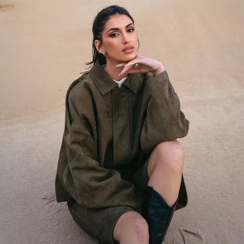 Women's new Jackets Autumn Fashion Loose Bat Sleeves Elegant/Women's Jackets Chic Street Youth Autumn Long Sleeves Coats