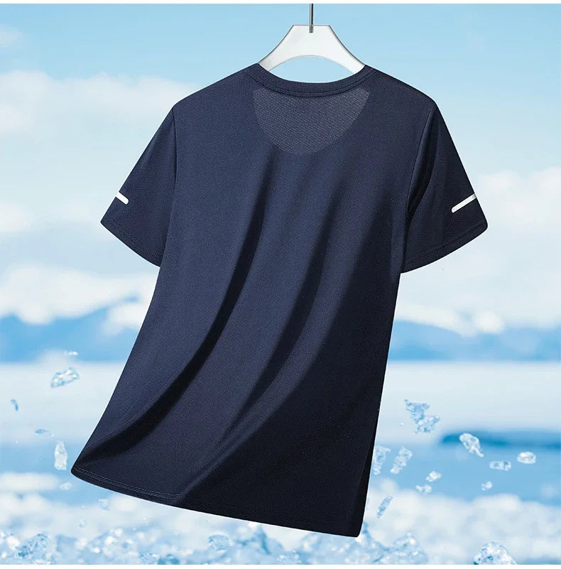 CHRLCK Men's Running Quick Drying T-shirts Breathable Hiking/Fishing Tees Soft Elasticity Outdoor Sports Short Shirt Summer