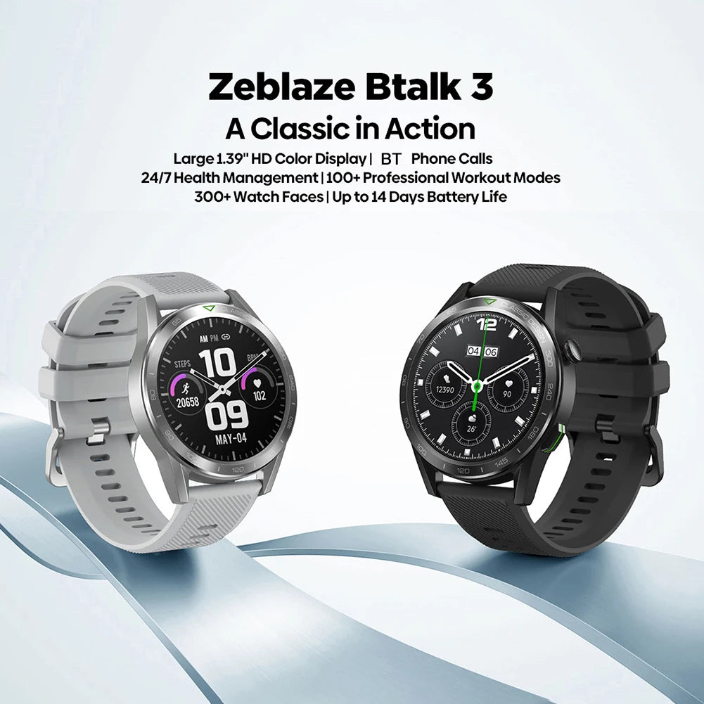 Zeblaze Btalk 3 Fitness Smart Watch/IPS HD Screen 100 Sport Modes Health Monitor