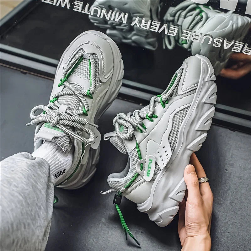 Men's Thick Sole Sport Shoes Simple Fashionable Casual Sneaker/High Quality Rubber Plastic Male Athletic Shoes Chunky Sneakers