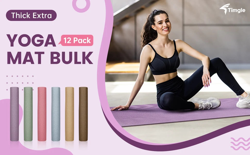 12 Pack 68" x 24" Yoga Mat Bulk 4mm Thick Extra Long/Sports Mat Anti Slip Tear Resistant Exercise Yoga Mat Set