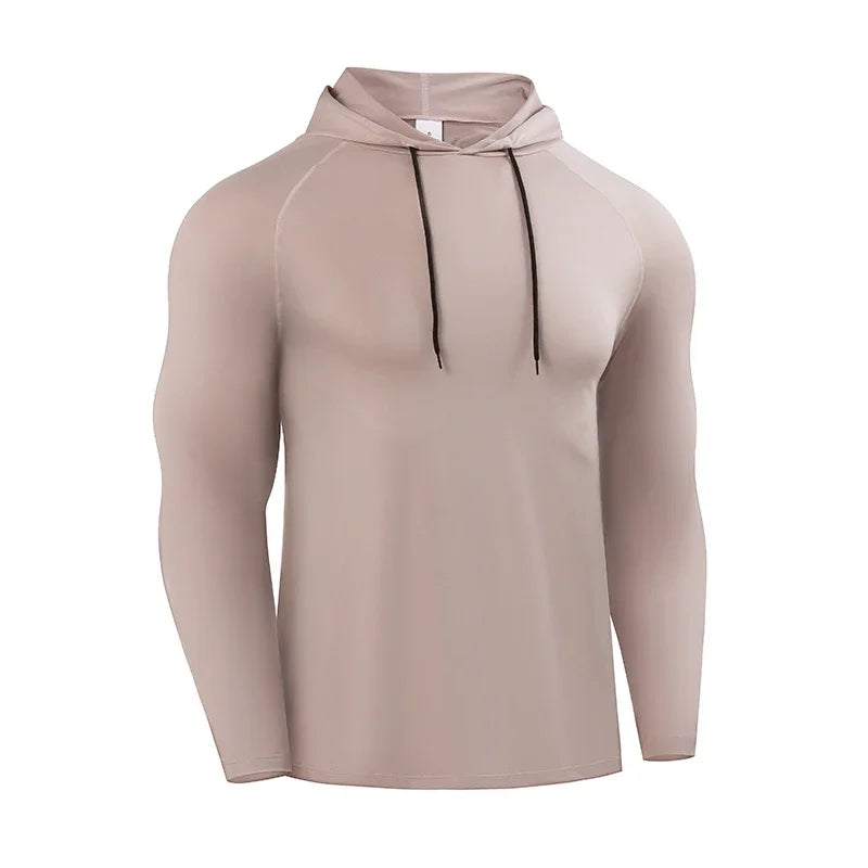 Running Long Sleeve T Shirt Men Sportswear Hooded T-shirt Elastic/Gym Fitness Male Tops Tee Training Sport Tracksuit Men