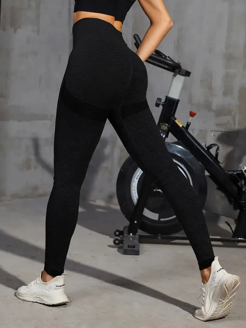 Solid Color Seamless Yoga Leggings High Waist Fitness/Running Workout Sports Pants Women's Activewear