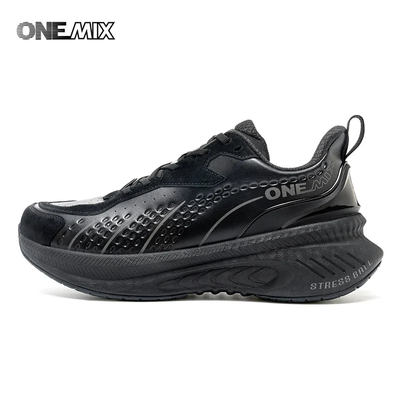 ONEMIX Men's Winter Leather Sports Shoes For Heavy Weight Adults/Shock-Absorbing & Stable Support Cold-Resistant Daily Shoes