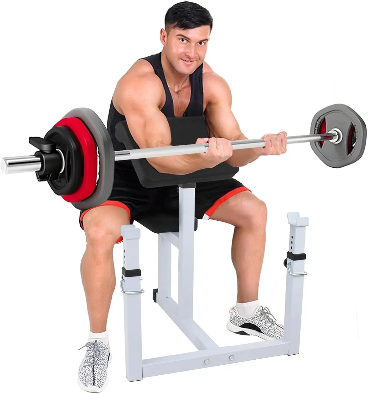 Preacher Curl Weight Bench Adjustable for Arm Curling Strength Training/Isolated Barbell Dumbbell Bicep Triceps Muscle Seated Ben