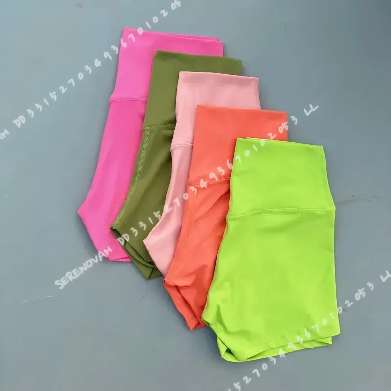 Solid Color Women Fitness Sport Shorts High Waist Athletic Yoga Shorts/Leg Cycling Comprehensive Training Jogging Squat