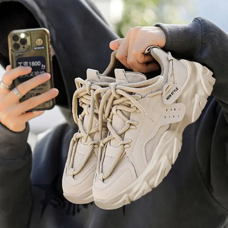 Men's Thick Sole Sport Shoes Simple Fashionable Casual Sneaker/High Quality Rubber Plastic Male Athletic Shoes Chunky Sneakers