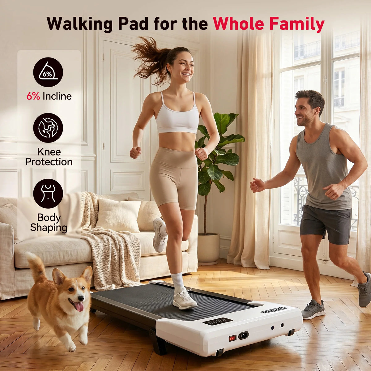Walking Pad Under Desk Treadmill 2 in 1 Portable Treadmill/with Remote Control LED Display 2.5HP Walking pad for Home Gym