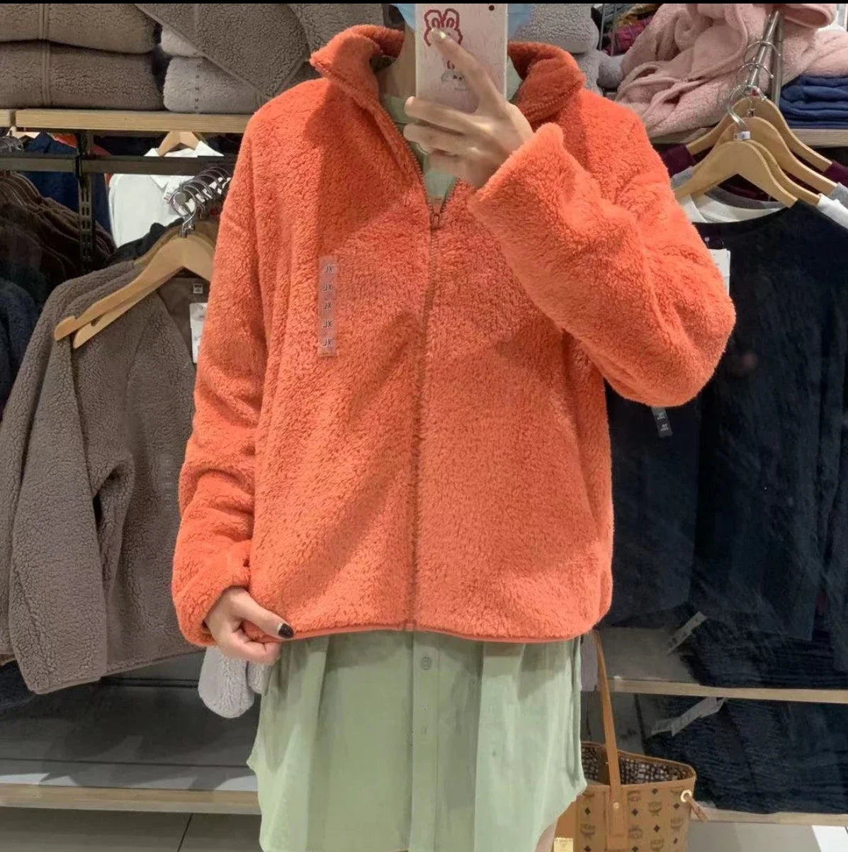 Autumn Winter Women's Long Velvet Fleece Zipper Sleeve Coat Warm/Coral Fleece Jacket Full Length Outerwear Comfortable Coat