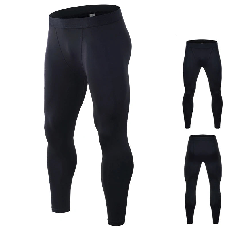 Men's compression sports pants fast drying fitness sports pants/running tight pants training tight pants black